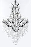 Swarovski Crystal Trimmed 19th C. Baroque Iron & Crystal Chandelier Lighting H 64" W 41" - Dressed With Large, Luxe Crystals! Good for Dining room, Foyer, Entryway, Living Room, Family Room! - G83-B12/B89/996/25SW