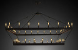 Wrought Iron Vintage Barn Metal Castile Two Tier Square Chandelier Chandeliers Industrial Loft Rustic Lighting W 63" H 60" - A500-3428/52