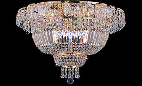 French Empire Crystal Semi Flush Basket Chandelier Chandeliers Lighting H20" XW24" - A93-FLUSH/B8/CG/928/9