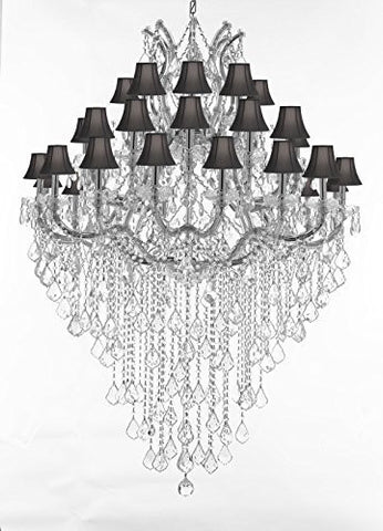 Maria Theresa Crystal Chandelier Lighting With Black Shades H 60" W 44" - Perfect For An Entryway Or Foyer - Cjd-B12/Cs/Sc/Blackshades/2181/44