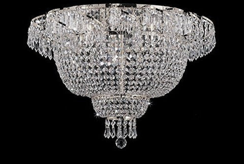 Flush French Empire Crystal Chandelier Chandeliers Lighting Silver H19.5 X Wd24 6 Lights  Flush Empire - J10-CS/928/9-FLUSH