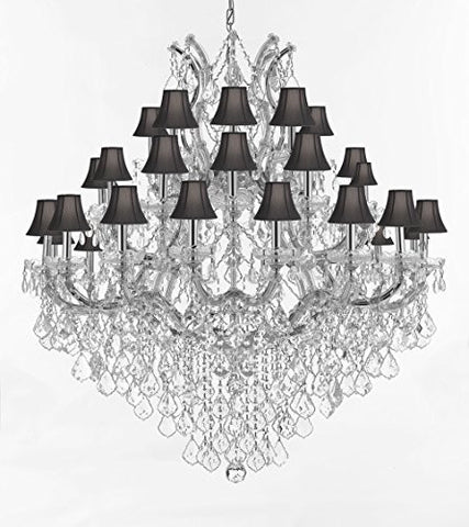 Maria Theresa Crystal Chandelier Lighting With Black Shade H 44" W 44" - Perfect For An Entryway Or Foyer - Cjd-Cs/Sc/Blackshades/2181/44