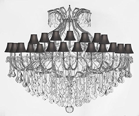 Maria Theresa Crystal Chandelier With Shades H 60" W 72" Trimmed With Spectratm Crystal - Reliable Crystal Quality By Swarovski - Cjd-Sc/Blackshade/Cs/2181/72Sw