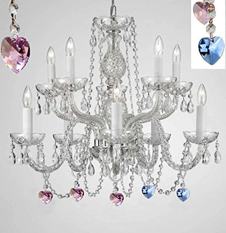 Empress Crystal (Tm) Chandelier Chandeliers Lighting With Blue And Pink Color Crystal - G46-B85/B21/1122/5+5