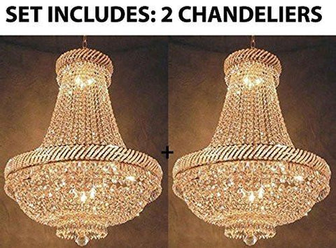 Set Of 2 - French Empire Crystal Chandelier Lighting H26" X W23" - A500-448/9-Set Of 2