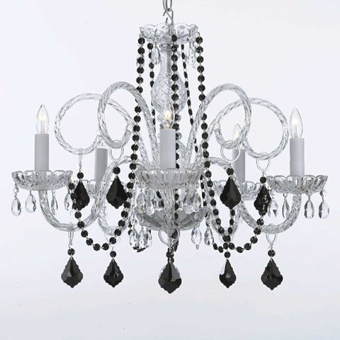 Murano Venetian Style All-Crystal Chandelier With Black Color Crystal - A46-Blackb2/385/5