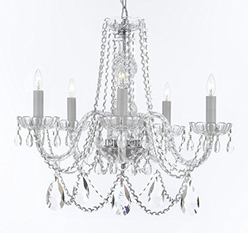 Murano Venetian Style Chandelier Crystal Lighting Chandeliers Lights Fixture Pendant Ceiling Lamp for Dining Room, Bedroom, Entryway , Living Room with Large, Luxe, Diamond Cut Crystals! H25" X W24" - A46-B93/B89/384/5DC