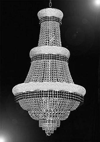 French Empire Crystal Chandelier Chandeliers Lighting Trimmed with Jet Black Crystal! Good for Dining Room, Foyer, Entryway, Family Room and More! H50" X W30" - G93-B79/CS/448/21
