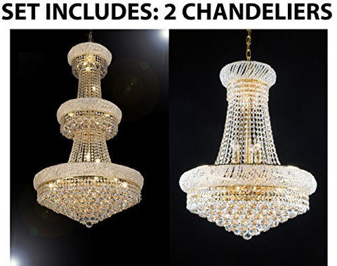 Set Of 2 - 1 For Entryway/Foyer And 1 For Dining Room French Empire Empress Crystal (Tm) Chandeliers Chandelier Lighting - 1Ea Cg/541/24 + 1Ea Cg/542/15