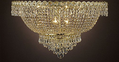 French Empire Empress Crystal(Tm) Flush Chandelier Lighting H 12" W 20" - Cjd-Flush/Cg/2176/20