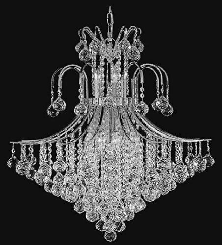 French Empire Crystal Chandelier Lighting H35" X W31" - J10-Silver/26069/14