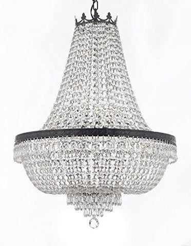 French Empire Crystal Chandelier Chandeliers Lighting H30" X W24" With Dark Antique Finish Good For Dining Room Foyer Entryway Family Room And More - A500-Cb/870/9