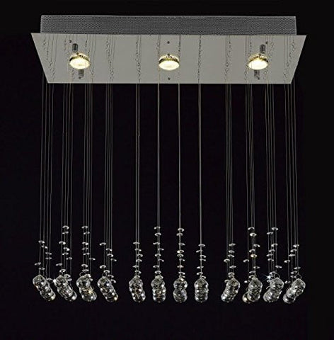 Three light Modern Chandelier Rain Drop Lighting Crystal Ball Fixture Pendant Ceiling Lamp H31 X W25 X Depth 10 Modern - C9076-strings