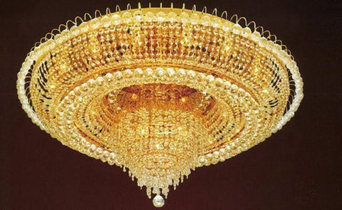 Swarovski Crystal Trimmed Chandelier French Empire Crystal Flush Chandelier Lighting H 19" W 39" - J10-26097/16SW