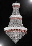 French Empire Crystal Chandelier Chandeliers Moroccan Style Lighting Trimmed with Ruby Red Crystal! Good for Dining Room, Foyer, Entryway, Family Room and More! H50" X W30" - G93-B74/CS/448/21