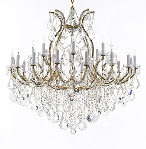 Swarovski Crystal Trimmed Chandelier Lighting Chandeliers H46" X W46" Dressed with Large, Luxe Crystals! - Great for The Foyer, Entry Way, Living Room, Family Room and More! - A83-B90/2MT/24+1SW