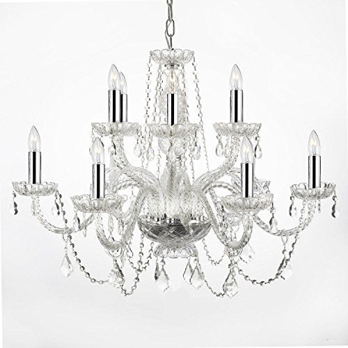 Empress Crystal (Tm) Chandelier Lighting With Chrome Sleeves H27" W32" - F46-B43/385/6+6