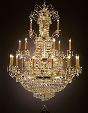French Empire Crystal Chandelier Lighting Gold H50" X W40" - Perfect For An Entryway Or Foyer - A81-1287/12+6+3