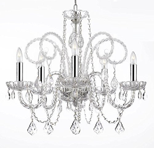 Empress Crystal (Tm) Chandelier Lighting H25" X W24" With Chrome Sleeves - A46-B43/385/5