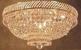 Set of 2-1 French Empire Crystal Chandelier Chandeliers Lighting H46" X W23" and 1 French Empire Crystal Chandelier Lighting H 16" W 23" - 1EA C7/CG/448/9+ 1EA FLUSH/448/9