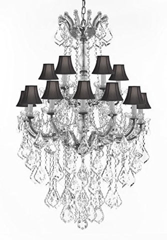 Maria Theresa Crystal Chandelier Chandeliers Lighting With Black Shades H 50" X W 30" - Great For Dining Room Entryway Or Living Room - A83-B13/Cs/Blackshades/152/18