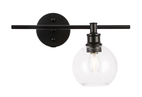 ZC121-LD2302BK - Living District: Collier 1 light Black and Clear glass right Wall sconce