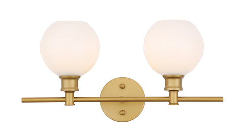 ZC121-LD2315BR - Living District: Collier 2 light Brass and Frosted white glass Wall sconce