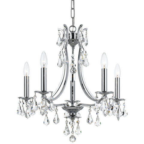 5 Light Polished Chrome Crystal Mini Chandelier Draped In Clear Swarovski Strass Crystal - C193-5935-CH-CL-S