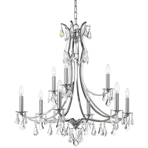 9 Light Polished Chrome Crystal Chandelier Draped In Clear Swarovski Strass Crystal - C193-5939-CH-CL-S