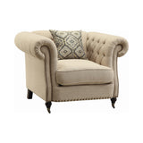 Set of 2 - Trivellato Rolled Arm Sofa + Chair Oatmeal - D300-10066