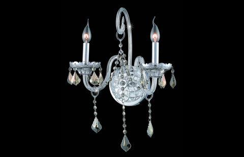 ZC121-V7852W2C-GT/RC - Regency Lighting: Verona 2 light Chrome Wall Sconce Golden Teak (Smoky) Royal Cut Crystal