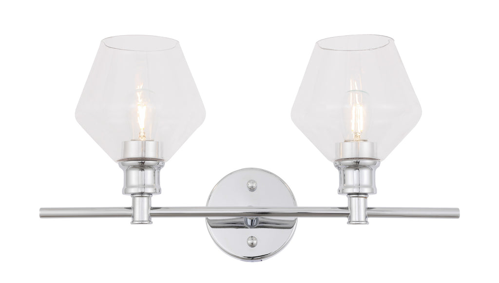 ZC121-LD2312C - Living District: Gene 2 light Chrome and Clear glass Wall sconce