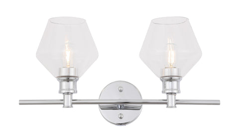 ZC121-LD2312C - Living District: Gene 2 light Chrome and Clear glass Wall sconce