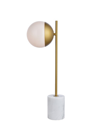 ZC121-LD6108BR - Living District: Eclipse 1 Light Brass Table Lamp With Frosted White Glass