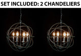 Set of 2- Spherical Orb Wrought Iron Chandelier Lighting Country French 6 Lights Ceiling Fixture Sphere Modern Rustic H 20" W 20" - Great for The Kitchen, Dining Room, Bedroom and More ! - 2EA G7-ORB/6