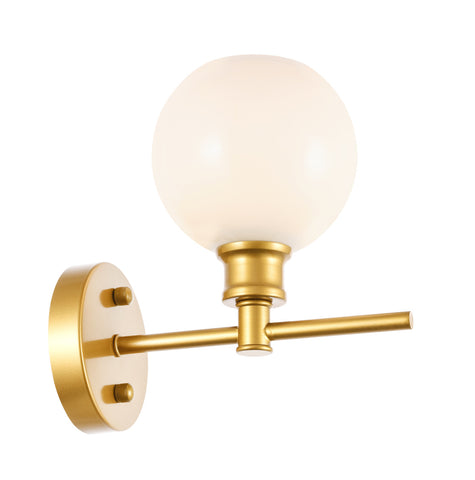 ZC121-LD2311BR - Living District: Collier 1 light Brass and Frosted white glass Wall sconce