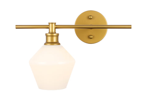 ZC121-LD2305BR - Living District: Gene 1 light Brass and Frosted white glass left Wall sconce