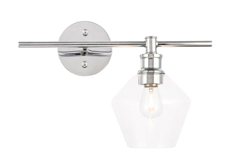ZC121-LD2300C - Living District: Gene 1 light Chrome and Clear glass right Wall sconce