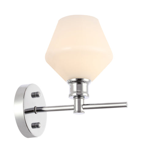 ZC121-LD2309C - Living District: Gene 1 light Chrome and Frosted white glass Wall sconce