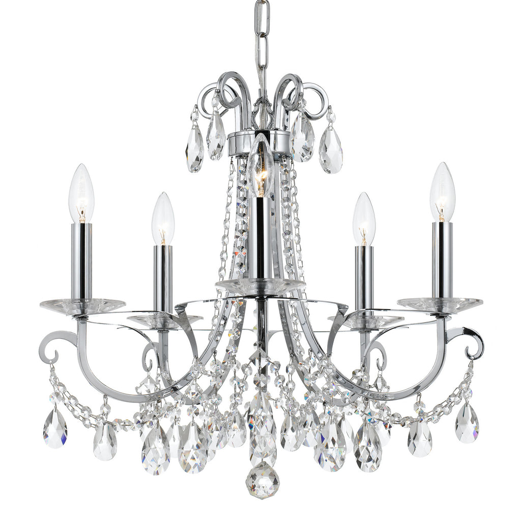 5 Light Polished Chrome Transitional  Modern Chandelier Draped In Clear Hand Cut Crystal - C193-6825-CH-CL-MWP