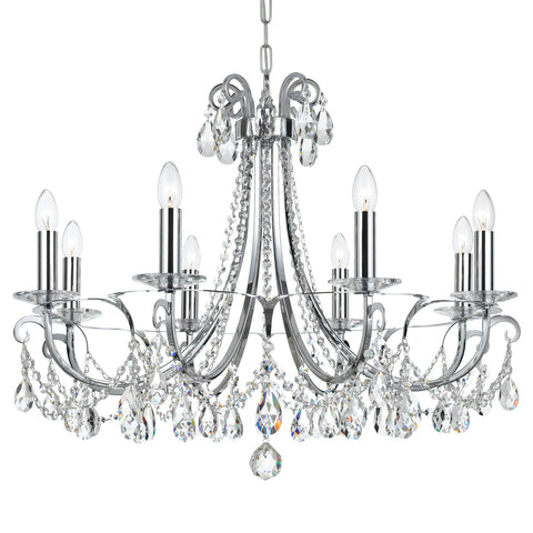 8 Light Polished Chrome Transitional  Modern Chandelier Draped In Clear Swarovski Strass Crystal - C193-6828-CH-CL-S