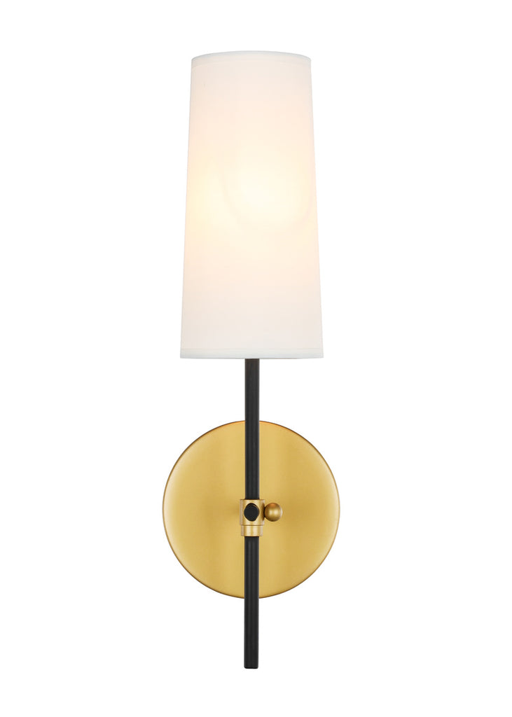 ZC121-LD6004W5BRBK - Living District: Mel 1 light Brass and Black and White shade wall sconce