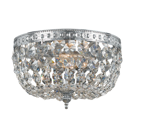 2 Light Chrome Traditional Ceiling Mount Draped In Clear Hand Cut Crystal - C193-710-CH-CL-MWP