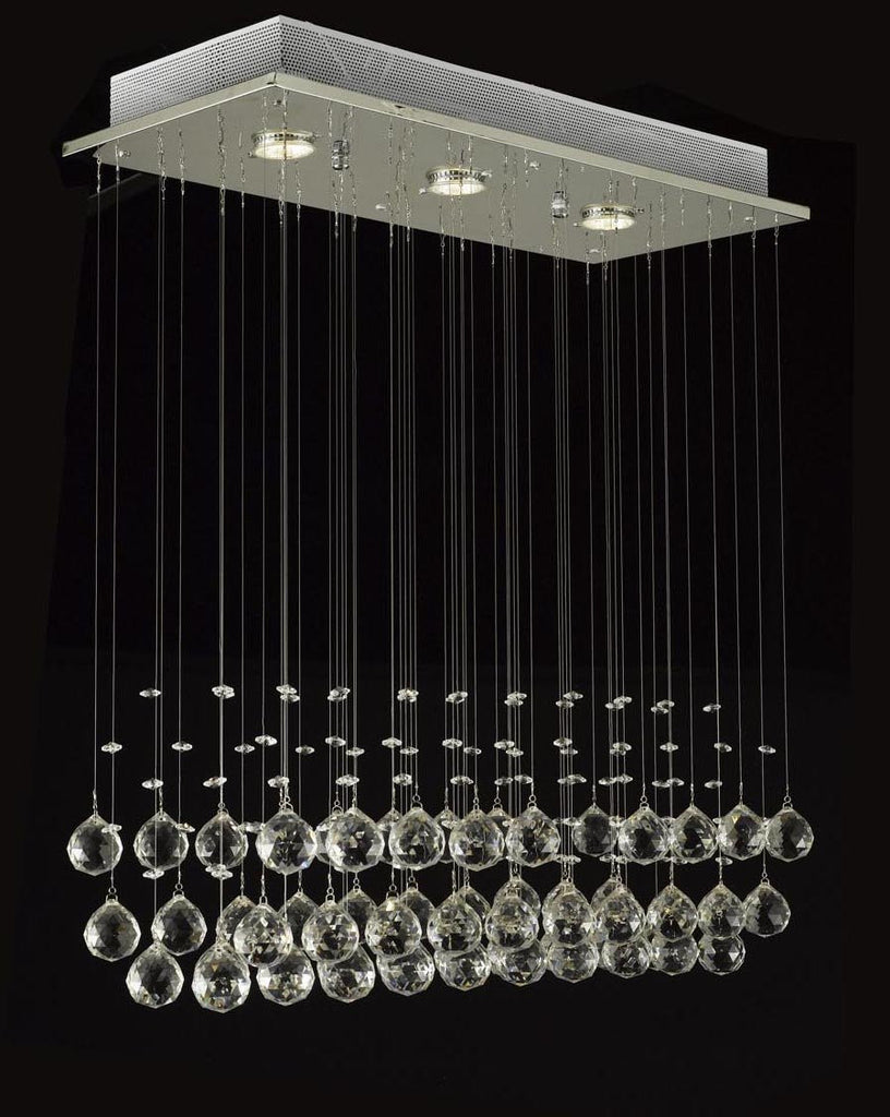 Modern Chandelier Rain Drop Lighting Crystal Ball Fixture Pendant Ceiling Lamp H39 X W25 X Depth 10 3 Lights Modern - C9074-339NNN