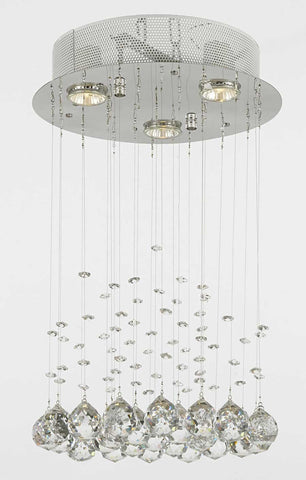 Modern Chandelier Rain Drop Lighting Crystal Ball round Fixture Pendant Ceiling Lamp H18 X W12 3 Lights Modern - J10-C9071R-3