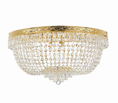 Nail Salon French Empire Crystal Flush Chandelier Lighting - Great for The Dining Room, Foyer, Entryway, Family Room, Bedroom, Living Room and More! H 20" W 36" - G93-FLUSH/CG/4199/25