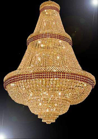French Empire Crystal Chandelier Chandeliers Moroccan Style Lighting Trimmed with Ruby Red Crystal! Good for Dining Room, Foyer, Entryway, Family Room and More! H72" W50" - G93-B74/CG/448/48