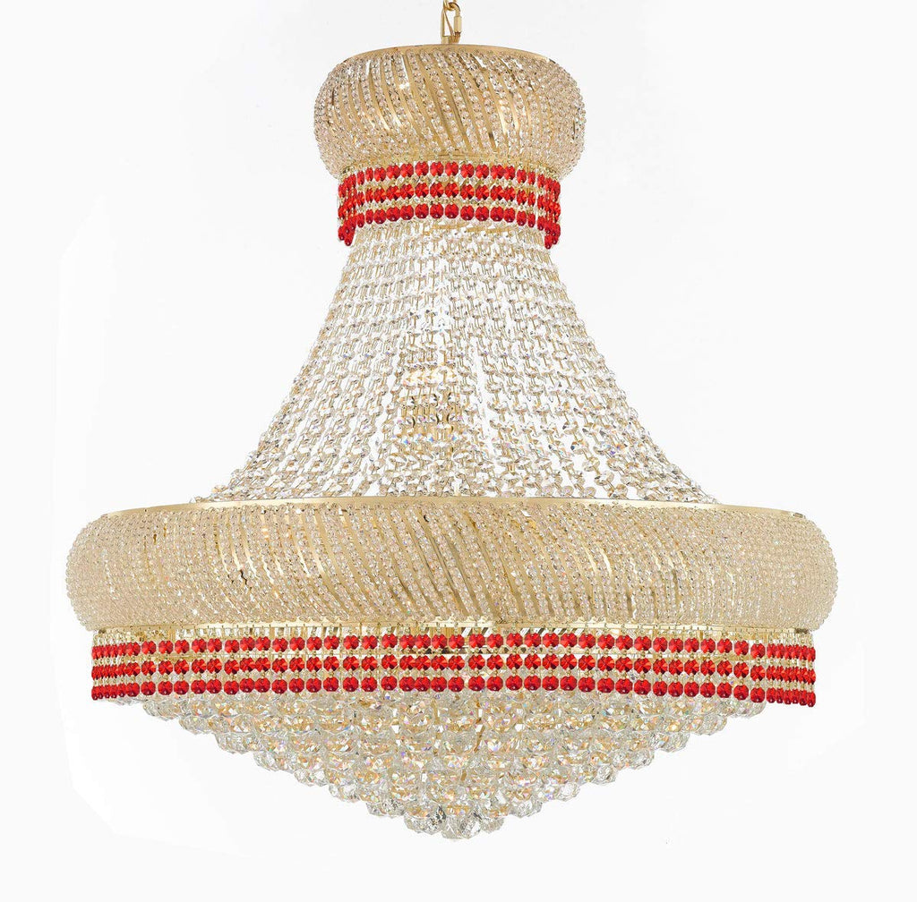 Nail Salon French Empire Crystal Chandelier Chandeliers Lighting Dressed with Ruby Red Crystal Balls - Great for the Dining Room, Foyer, Entryway, Family Room, Bedroom, Living Room & More! H 36" W 36" - G93-B74/H36/CG/4196/27