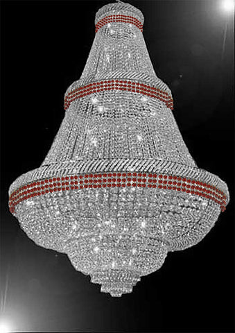 French Empire Crystal Chandelier Chandeliers Moroccan Style Lighting Trimmed with Ruby Red Crystal! Good for Dining Room, Foyer, Entryway, Family Room and More! H72" x W50" - G93-B74/CS/448/48