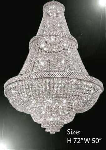 French Empire Crystal Chandelier Lighting W/ Swarovski Crystal 6Ft Tall - Perfect For An Entryway Or Foyer - A93-Silver/448/48Sw